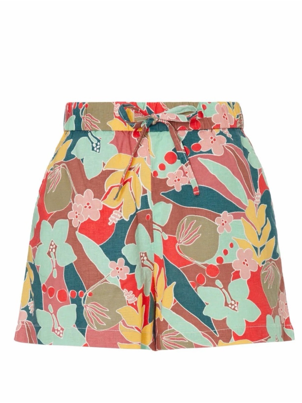 Marine Layer Multicolor Floral Pull-On Shorts - Coral, Blue & Yellow